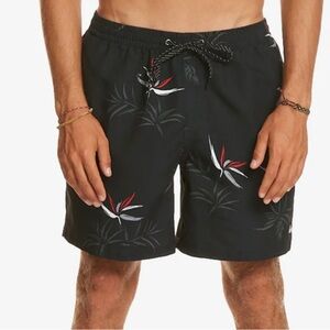 Quicksilver Black Foral Swim Shorts - UV Protection 50